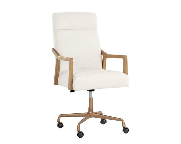 Collin Ergonomic Office Chair in Natural Wood Finish - Adjustable Swivel Task Chair with Cushioned Seat