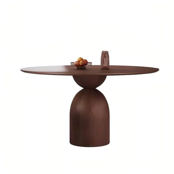 Marino Round Dining Table - Mid-Century Style Pedestal Table in Walnut Wood for Small Spaces